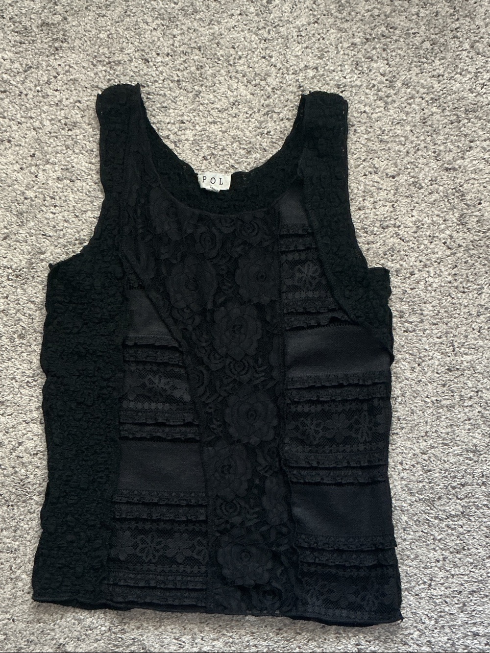 New POL Lace Panel Tank ~ Black